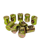 10PK M6 X 12mm Cross Hole Nuts Barrel Nuts Cross Dowels Slotted Nuts Color zinc 22106