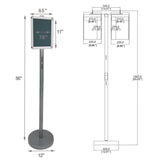 Double 8.5X11" Flip Chart Metal Stand 56" Tall Sign Holder with 10 Sleeve Pocket 22107+10049+10X22108