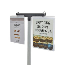 Double 8.5X11" Flip Chart Metal Sign Holder Pole Mount, Card Stock or Sleeves 22107