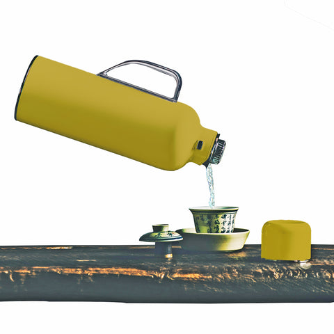 Luxury Top-of-the-line Thermos Yellow with Built-in Thermometer & Lid/Cup 20 Oz 22149
