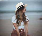 2PK Panama Cuban Straw Fedora Hat Wide Brim Beach Sun Men Women Size7Medium 22"  22157