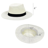 2PK Panama Cuban Straw Fedora Hat Wide Brim Beach Sun Men Women Size7Medium 22"  22157