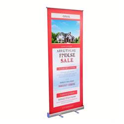 31.5"W X 80"H Portable Aluminum Alloy Vertical Retractable Roll Up Banner Stand 22163
