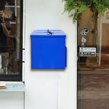 KeyDrop Box 9X8X10" Blue Metal Donation Suggestion Tithee Offering Feedback Rent 22182