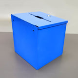 KeyDrop Box 9X8X10" Blue Metal Donation Suggestion Tithee Offering Feedback Rent 22182