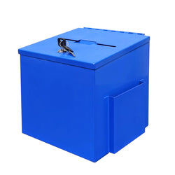 KeyDrop Box 9X8X10" Blue Metal Donation Suggestion Tithee Offering Feedback Rent 22182