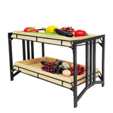 23X13X15 2-Tier Metal and Wood Tray 19.3 W x 11.7 D x 1.7 H Display  22206
