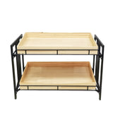 23X13X15 2-Tier Metal and Wood Tray 19.3 W x 11.7 D x 1.7 H Display  22206