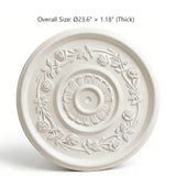 23.62 Inch Ceiling Medallion Decorative, Round White Plaster Carved Lamp Plate 90 Day Lead Time 22235