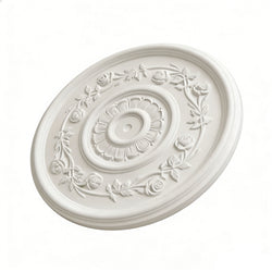 23.62 Inch Ceiling Medallion Decorative, Round White Plaster Carved Lamp Plate 90 Day Lead Time 22235