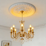 23.62 Inch Ceiling Medallion Decorative, Round White Plaster Carved Lamp Plate 90 Day Lead Time 22236