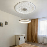 23.62 Inch Ceiling Medallion Decorative, Round White Plaster Carved Lamp Plate 90 Day Lead Time 22236
