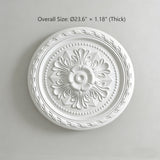 23.62 Inch Ceiling Medallion Decorative, Round White Plaster Carved Lamp Plate 90 Day Lead Time 22236