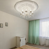 25.59 Inch Ceiling Medallion Decorative, Round White Plaster Carved Lamp Plate 90 Day Lead Time 22237
