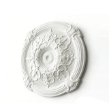 25.59 Inch Ceiling Medallion Decorative, Round White Plaster Carved Lamp Plate 90 Day Lead Time 22237