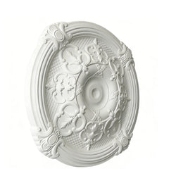 25.59 Inch Ceiling Medallion Decorative, Round White Plaster Carved Lamp Plate 90 Day Lead Time 22237