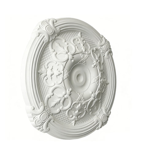 25.59 Inch Ceiling Medallion Decorative, Round White Plaster Carved Lamp Plate 90 Day Lead Time 22237