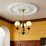 26.38 Inch Ceiling Medallion Decorative, Round White Plaster Carved Lamp Plate 90 Day Lead Time 22238