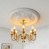 26.38 Inch Ceiling Medallion Decorative, Round White Plaster Carved Lamp Plate 90 Day Lead Time 22238