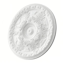 26.38 Inch Ceiling Medallion Decorative, Round White Plaster Carved Lamp Plate 90 Day Lead Time 22238