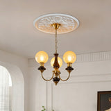 25.59 Inch Ceiling Medallion Decorative, Round White Plaster Carved Lamp Plate 90 Day Lead Time 22239