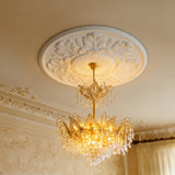 25.59 Inch Ceiling Medallion Decorative, Round White Plaster Carved Lamp Plate 90 Day Lead Time 22239