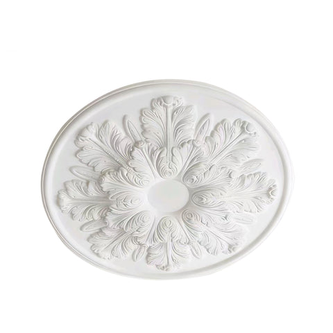 25.59 Inch Ceiling Medallion Decorative, Round White Plaster Carved Lamp Plate 90 Day Lead Time 22239
