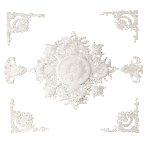 Ornate Plaster Ceiling Medallion Baroque Style 49.2x68.9 with 15.75 Center 290 Day Lead Time 2240