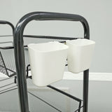 Black 4 17X10X33.5 Tier Rolling Storage Cart Metal Utility Cart Wheels Hooks 22249