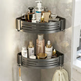 8.85  Bathroom Corner Shower Shelf Aluminum No Drill Adhesive Storage Rack 22252