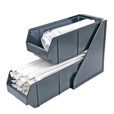 2-Tier PP Desktop Kitchen Organizer Countertop Storage Bin 16.14 x 5.51In 22263-13