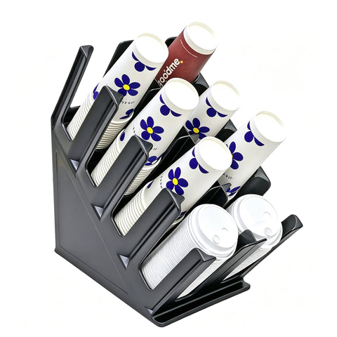 8-Compartment Cup Holder Organizer 8.66x14.76x17.64  PP Matte Black Rack 22263-2