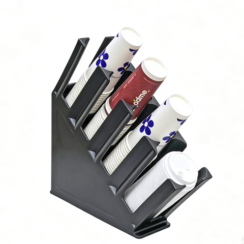 4-Slot Angled Cup Holder 3.5 LBS PP Organizer 4.5x14.7x17.6 Cup&Lid Storage Rack 22263-3