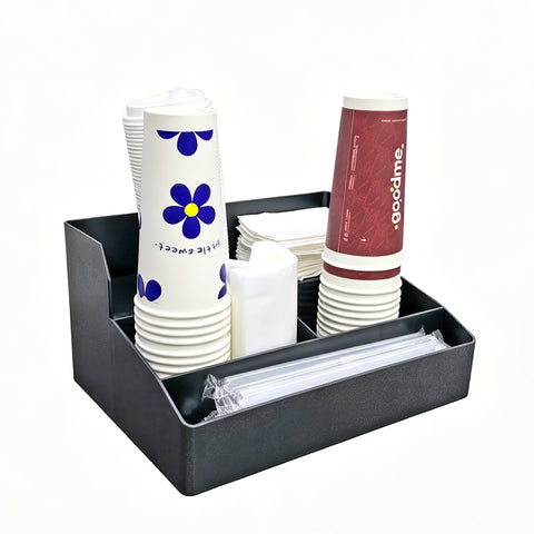 13.98  PP Countertop Beverage Storage Organizer Multi-Compartment Black 22263-6