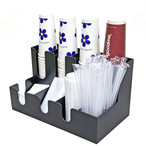 PP Multi Compartment Countertop Organizer Cup Lid Straw Storage Box Rack 16.5  22263-8