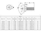 100PK M3.5 X 30mm Pitch 0.6mm   Phillips Flat Head Machine Screw (Countersunk)