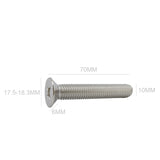 25PK M10X70mm Pitch 1.50mm Phillips Flat Head Machine Screw (Countersunk) Carbon Steel