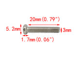 100PK M3 X 20mm Pitch 0.5mm Phillips Flat Head Machine Screw (Countersunk) Carbon Steel