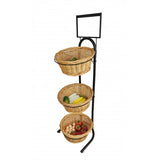 3 Tiered Wicker Basket Flooring Stand W/Sign Holder 31042