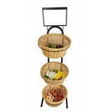 3 Tiered Wicker Basket Flooring Stand W/Sign Holder 31042