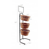 3 Tiered Wicker Basket Flooring Stand W/Sign Holder 31042