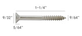 FixtureDisplays® #6 1 1/4" Wood Screw 100PCS Stainless Steel Counter Sunk Head Self Tapping Wood Screws 317959