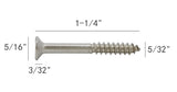 FixtureDisplays® #7 1 1/4" Wood Screw 100PCS Stainless Steel Counter Sunk Head Self Tapping Wood Screws 318065