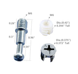 6 Set of Furniture Cam Fitting 9.55mm x 9.5mm (L x Dia.) with Dowel and Pre-inserted Nut 320-6PK