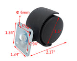 1.5 Inch Plastic Wheel Metal Top Plate 360 Degree Rotation Swivel Caster Black