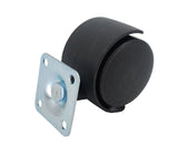 2 Inch Plastic Wheel Metal Top Plate 360 Degree Rotation Swivel Caster Black