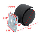 2 Inch Plastic Wheel Metal Top Plate 360 Degree Rotation Swivel Caster Black