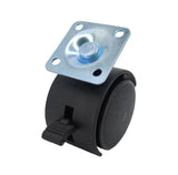 2 Inch Plastic Wheel Metal Top Plate 360 Degree Rotation Swivel Caster Black
