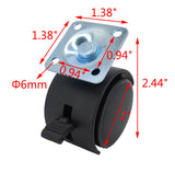 2 Inch Plastic Wheel Metal Top Plate 360 Degree Rotation Swivel Caster Black