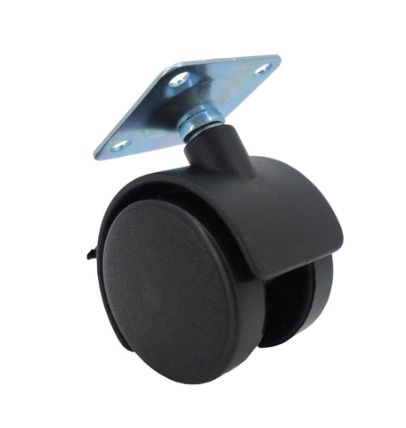 2 Inch Plastic Wheel Metal Top Plate 360 Degree Rotation Swivel Caster Black